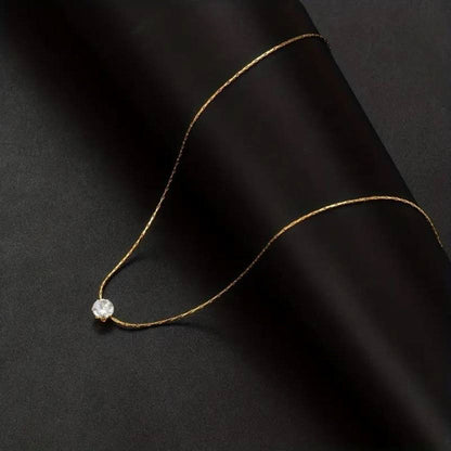 Minimal Gold Necklace with Single Crystal Pendant