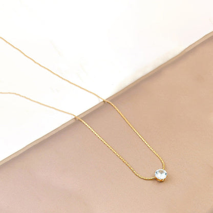 Minimal Gold Necklace with Single Crystal Pendant