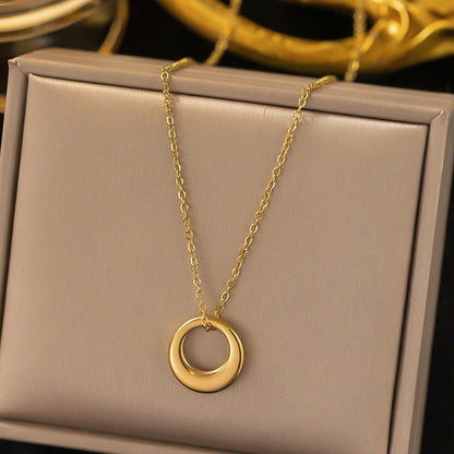 Minimal Gold Oval Loop Necklace for Women