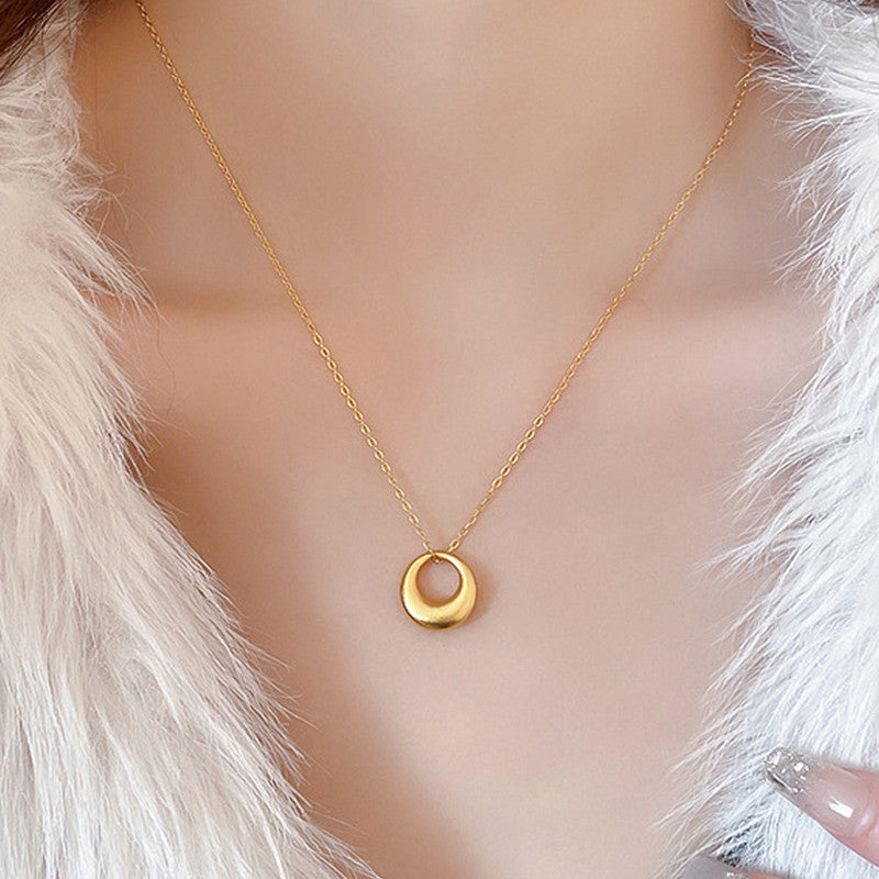 Minimal Gold Oval Loop Necklace for Women