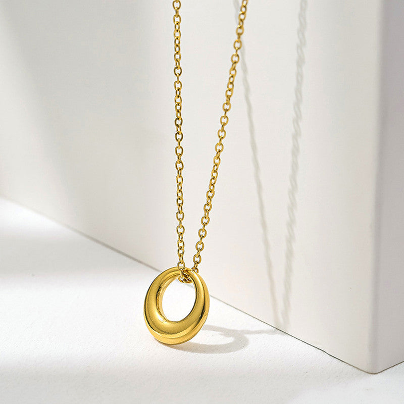 Minimal Gold Oval Loop Necklace for Women