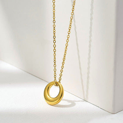 Minimal Gold Oval Loop Necklace for Women