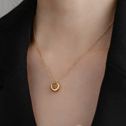 Minimal Gold Oval Loop Necklace for Women