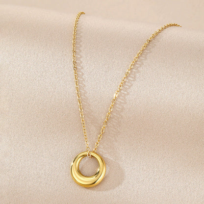 Minimal Gold Oval Loop Necklace for Women