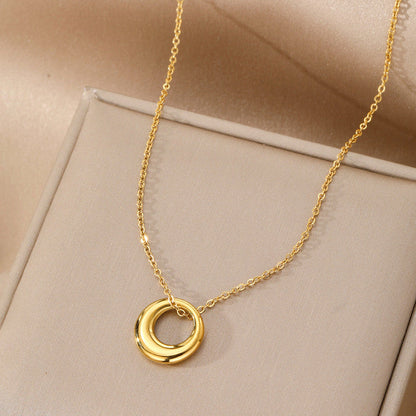 Minimal Gold Oval Loop Necklace for Women