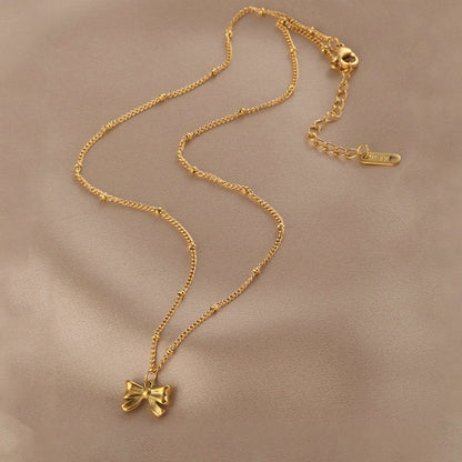 Minimal Gold Bow Necklace for Women