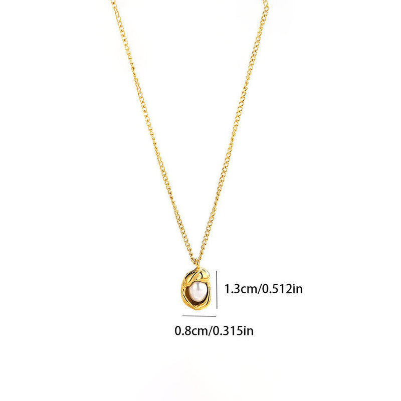 Gold-Plated Pearl Drop Pendant Necklace