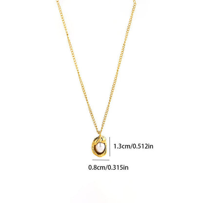 Gold-Plated Pearl Drop Pendant Necklace