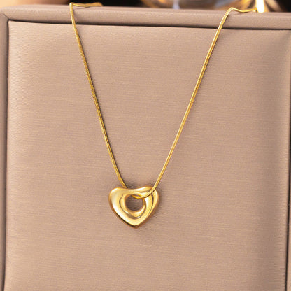 Gold-Plated Layered Heart Pendant Necklace