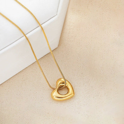 Gold-Plated Layered Heart Pendant Necklace
