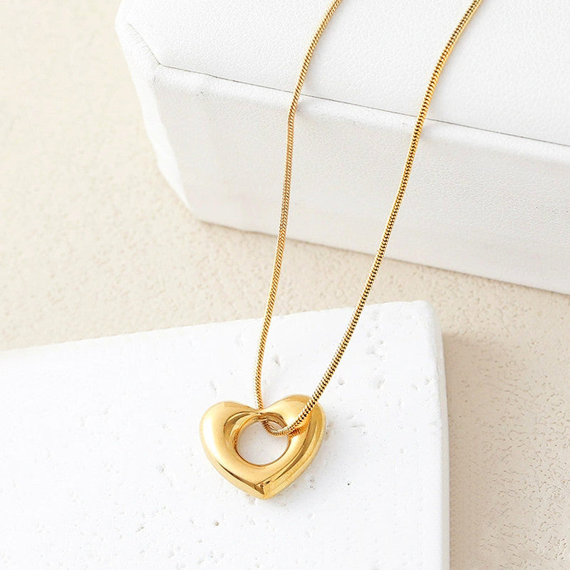 Gold-Plated Layered Heart Pendant Necklace