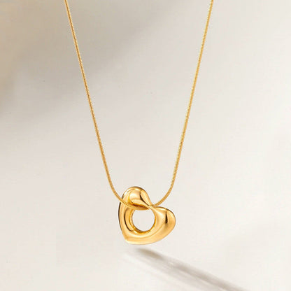 Gold-Plated Layered Heart Pendant Necklace