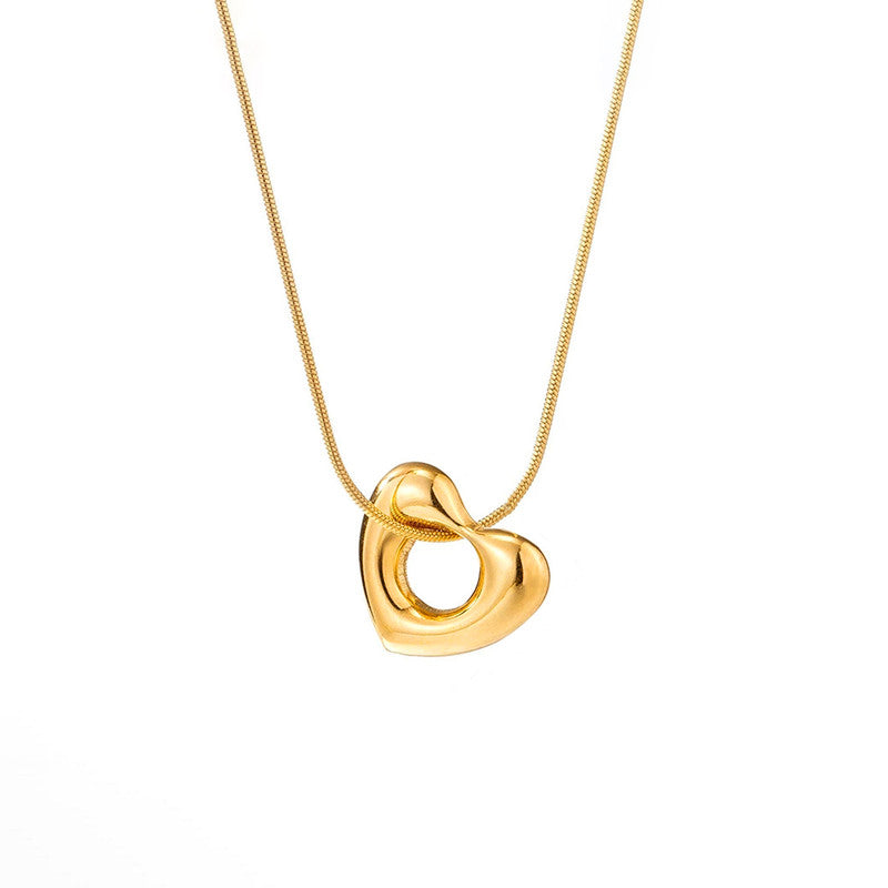 Gold-Plated Layered Heart Pendant Necklace