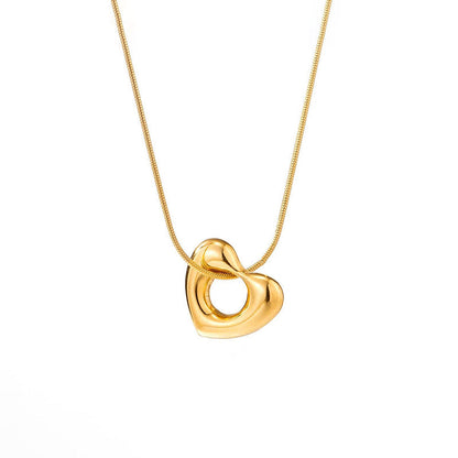 Gold-Plated Layered Heart Pendant Necklace
