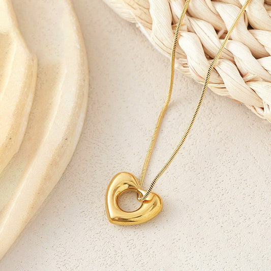 Gold-Plated Layered Heart Pendant Necklace