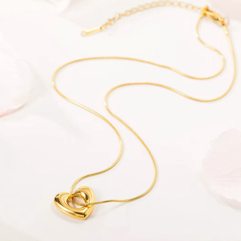 Gold-Plated Layered Heart Pendant Necklace