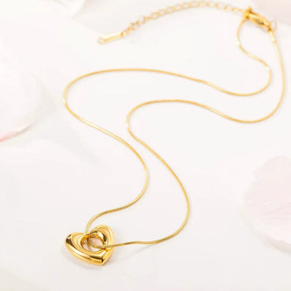 Gold-Plated Layered Heart Pendant Necklace