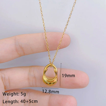 Gold-Plated Abstract Oval Pendant Necklace