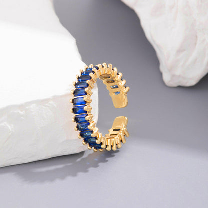 Elegant Blue Crystal Gold Ring for Women