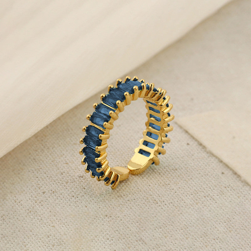 Elegant Blue Crystal Gold Ring for Women