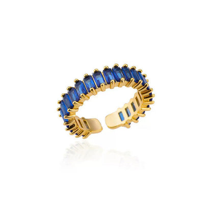 Elegant Blue Crystal Gold Ring for Women