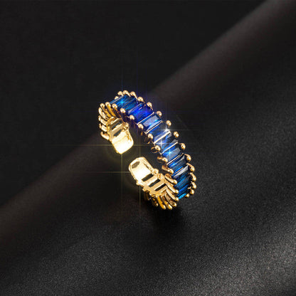 Elegant Blue Crystal Gold Ring for Women