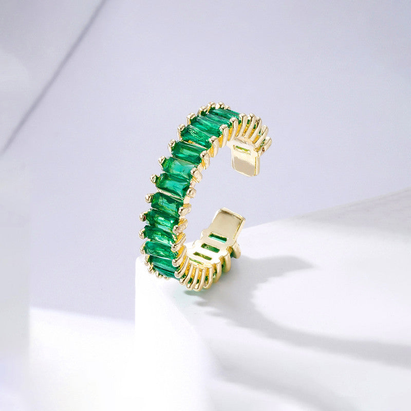 Elegant Green Crystal Gold Ring for Women