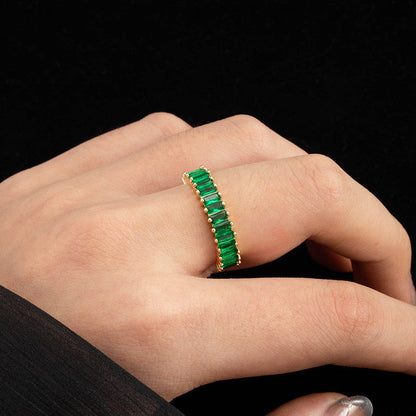 Elegant Green Crystal Gold Ring for Women