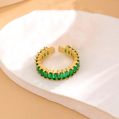 Elegant Green Crystal Gold Ring for Women