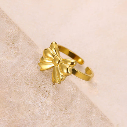 Gold-Plated Bow Design Adjustable Ring