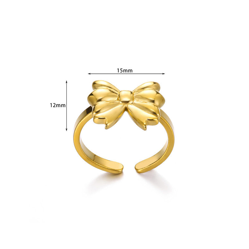 Gold-Plated Bow Design Adjustable Ring
