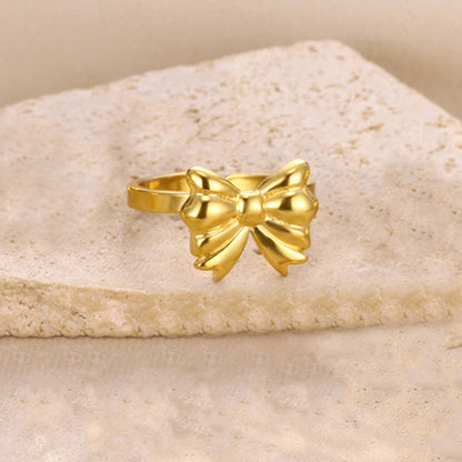 Gold-Plated Bow Design Adjustable Ring