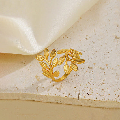 Gold-Plated Leaf Wrap Adjustable Ring