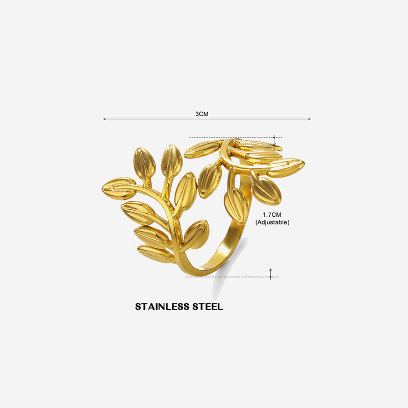 Gold-Plated Leaf Wrap Adjustable Ring