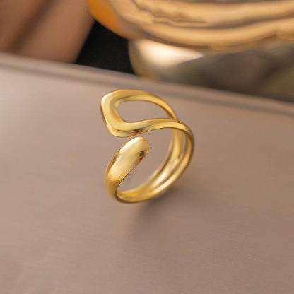 Minimal Gold Open Ring with Fluid Design