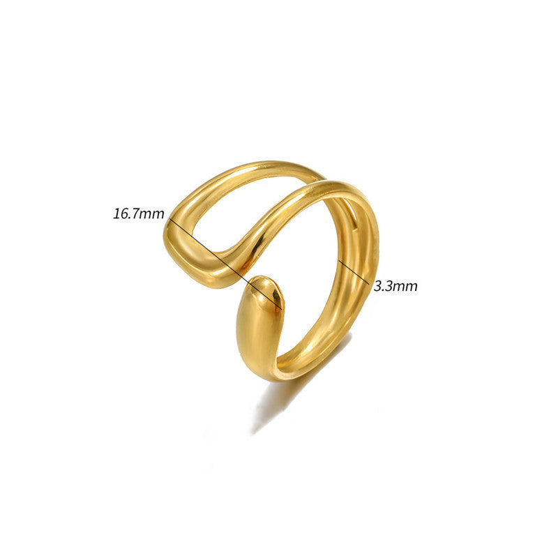 Minimal Gold Open Ring with Fluid Design