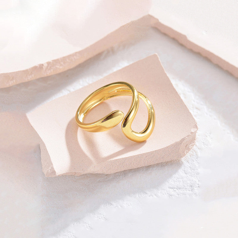 Minimal Gold Open Ring with Fluid Design