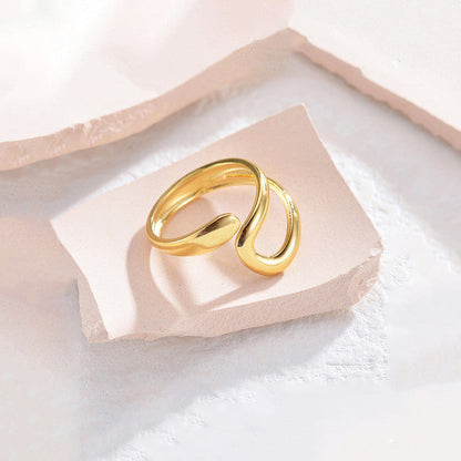Minimal Gold Open Ring with Fluid Design