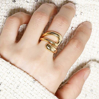 Minimal Gold Open Ring with Fluid Design