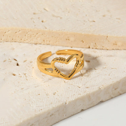Minimal Gold Heart Ring with Layered Design