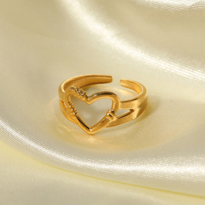 Minimal Gold Heart Ring with Layered Design