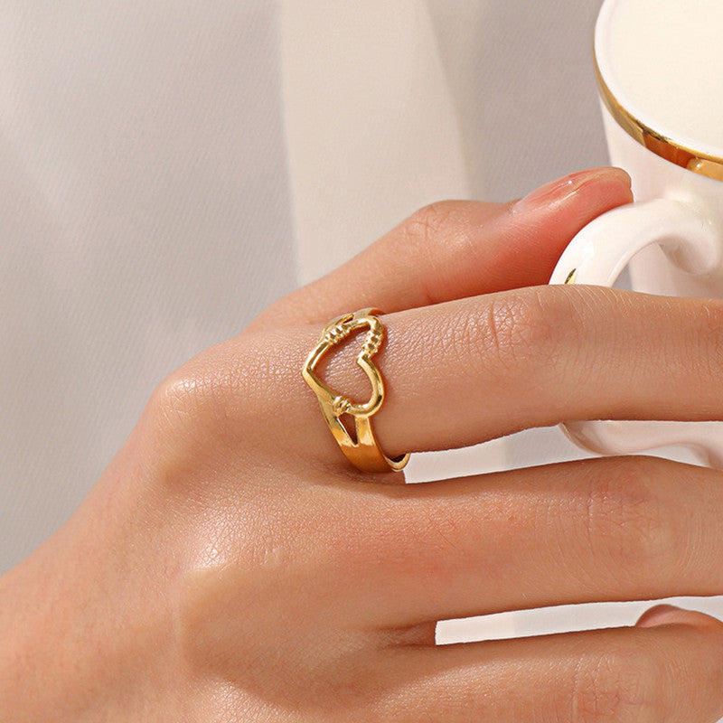 Minimal Gold Heart Ring with Layered Design