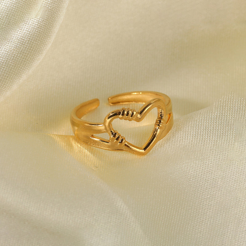 Minimal Gold Heart Ring with Layered Design