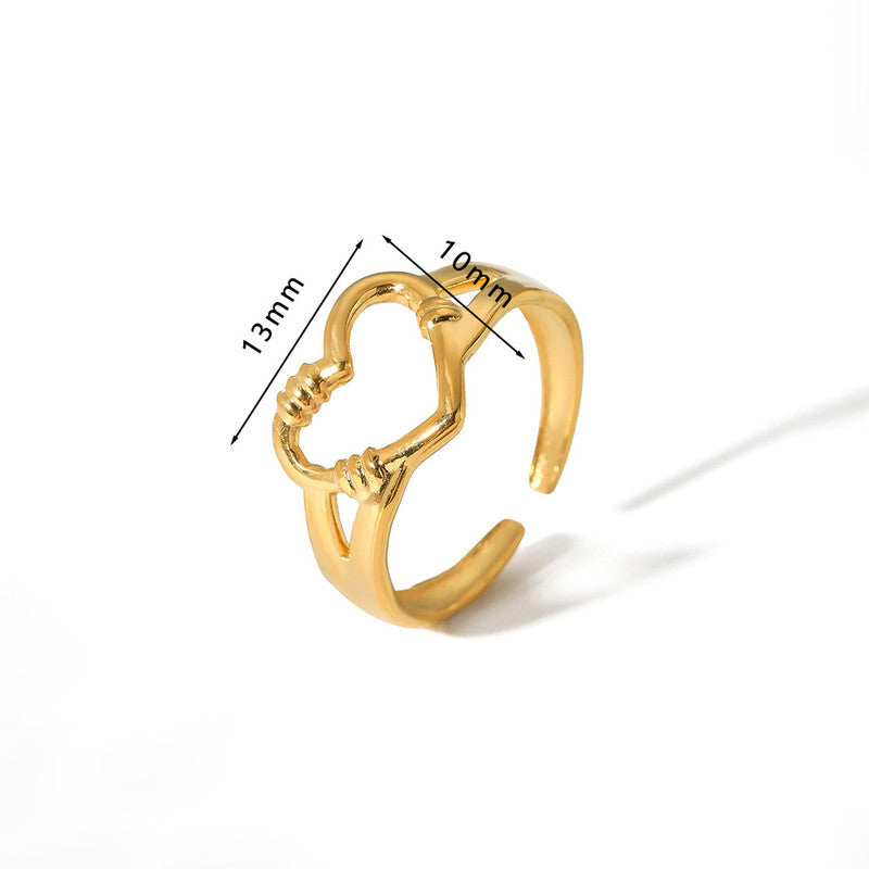 Minimal Gold Heart Ring with Layered Design