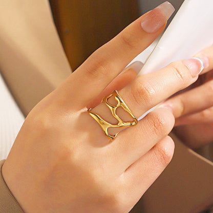 Gold-Plated Abstract Cutout Statement Ring