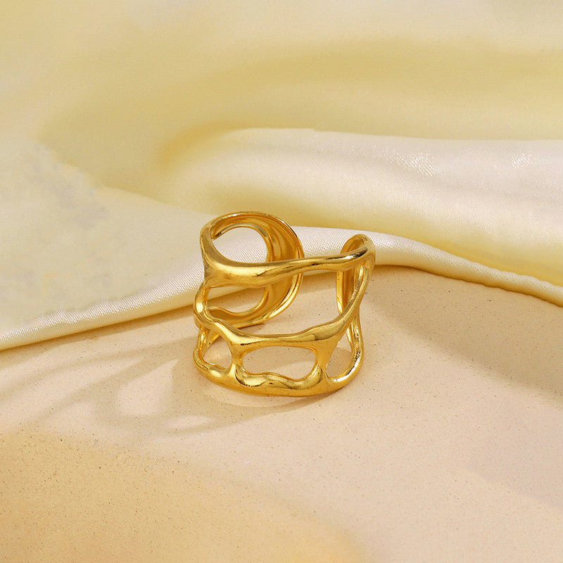 Gold-Plated Abstract Cutout Statement Ring