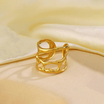 Gold-Plated Abstract Cutout Statement Ring