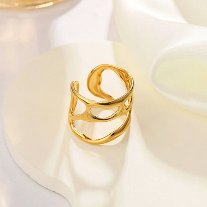 Gold-Plated Abstract Cutout Statement Ring