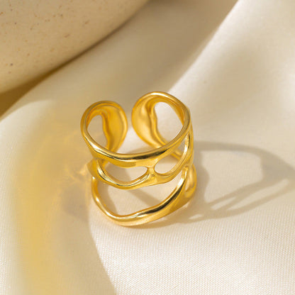 Gold-Plated Abstract Cutout Statement Ring