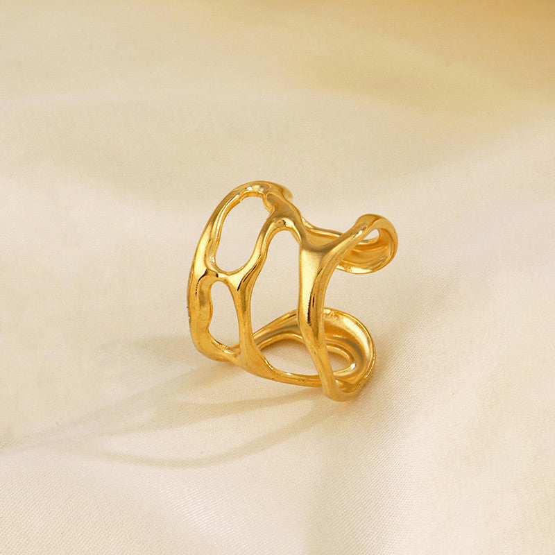 Gold-Plated Abstract Cutout Statement Ring